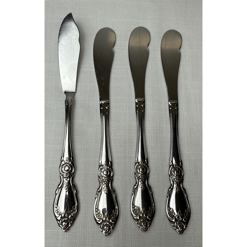 Oneida Community Plantation Knives Butter + Spreader Stainless Flatware X4